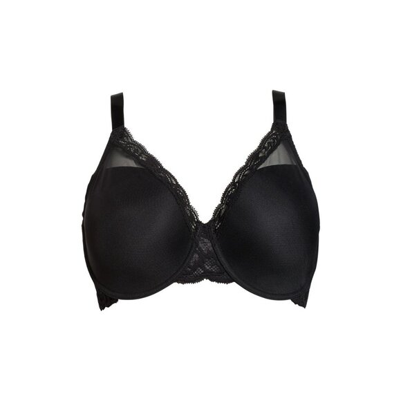 🆕NATORI Full Figure Deep Plunge Feathers UW T-Shirt Bra 42H Black #741299 - Picture 5 of 10